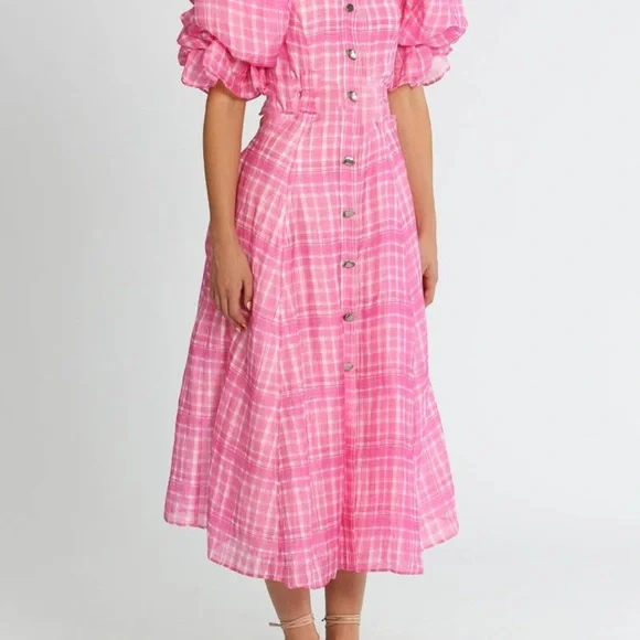 Aje Bungalow Pleated Puff Sleeve dress SZ Medium - Picture 2 of 8